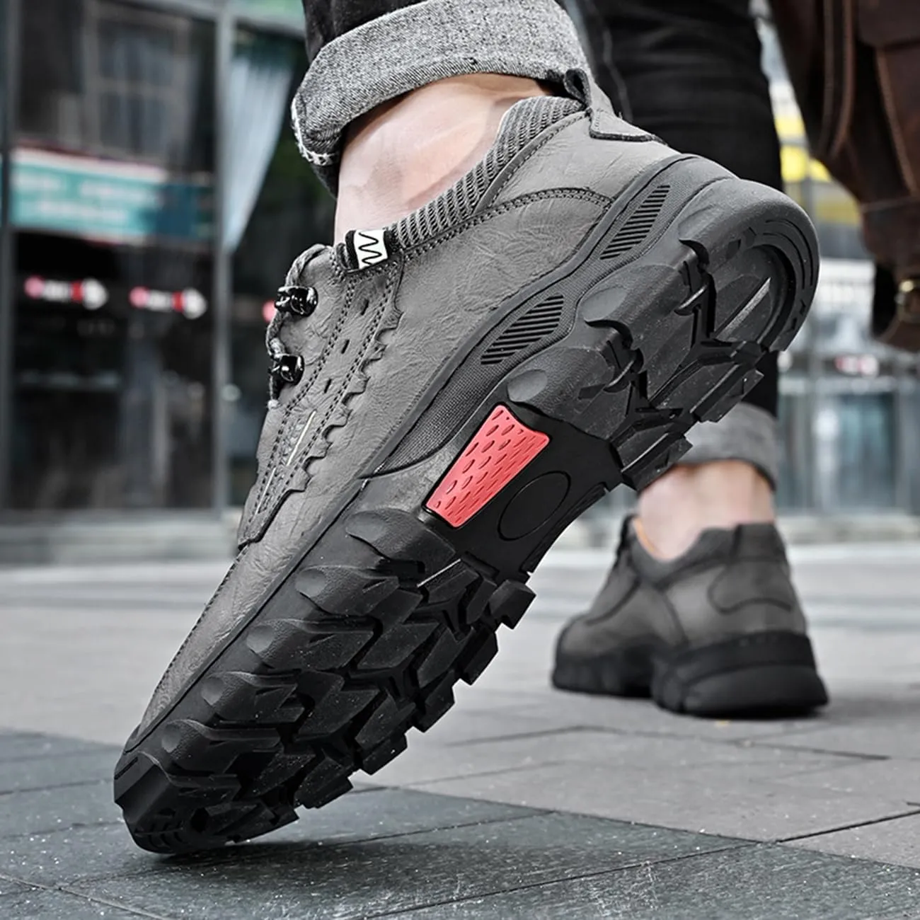 Mens Hiking Shoes Waterproof Breathable Lightweight Leather Hiking Boots Outdoor Training Trekking Shoes