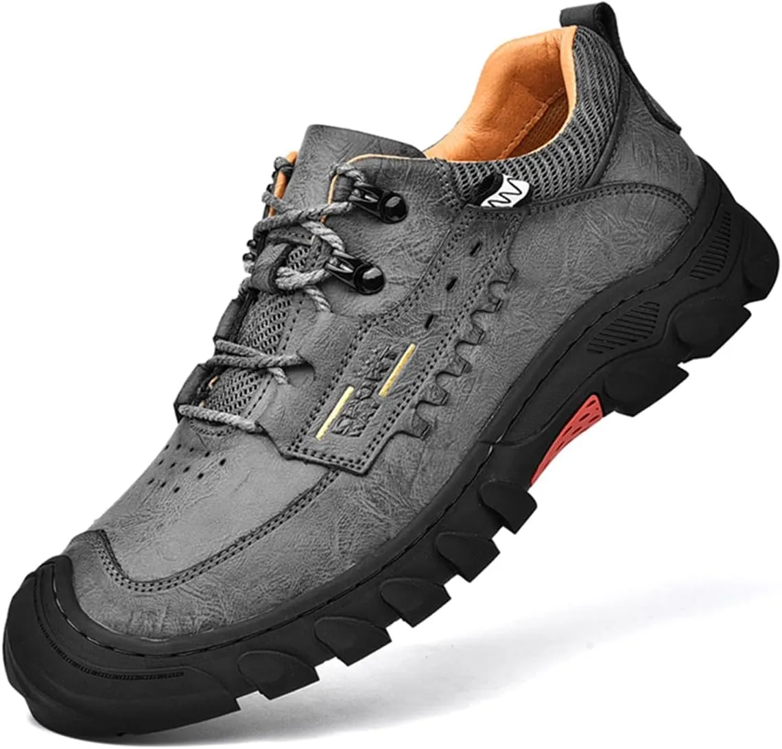 Mens Hiking Shoes Waterproof Breathable Lightweight Leather Hiking Boots Outdoor Training Trekking Shoes