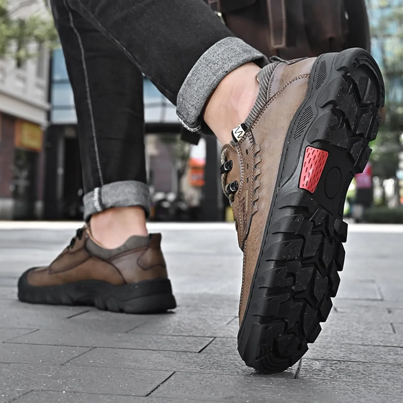 Mens Hiking Shoes Waterproof Breathable Lightweight Leather Hiking Boots Outdoor Training Trekking Shoes