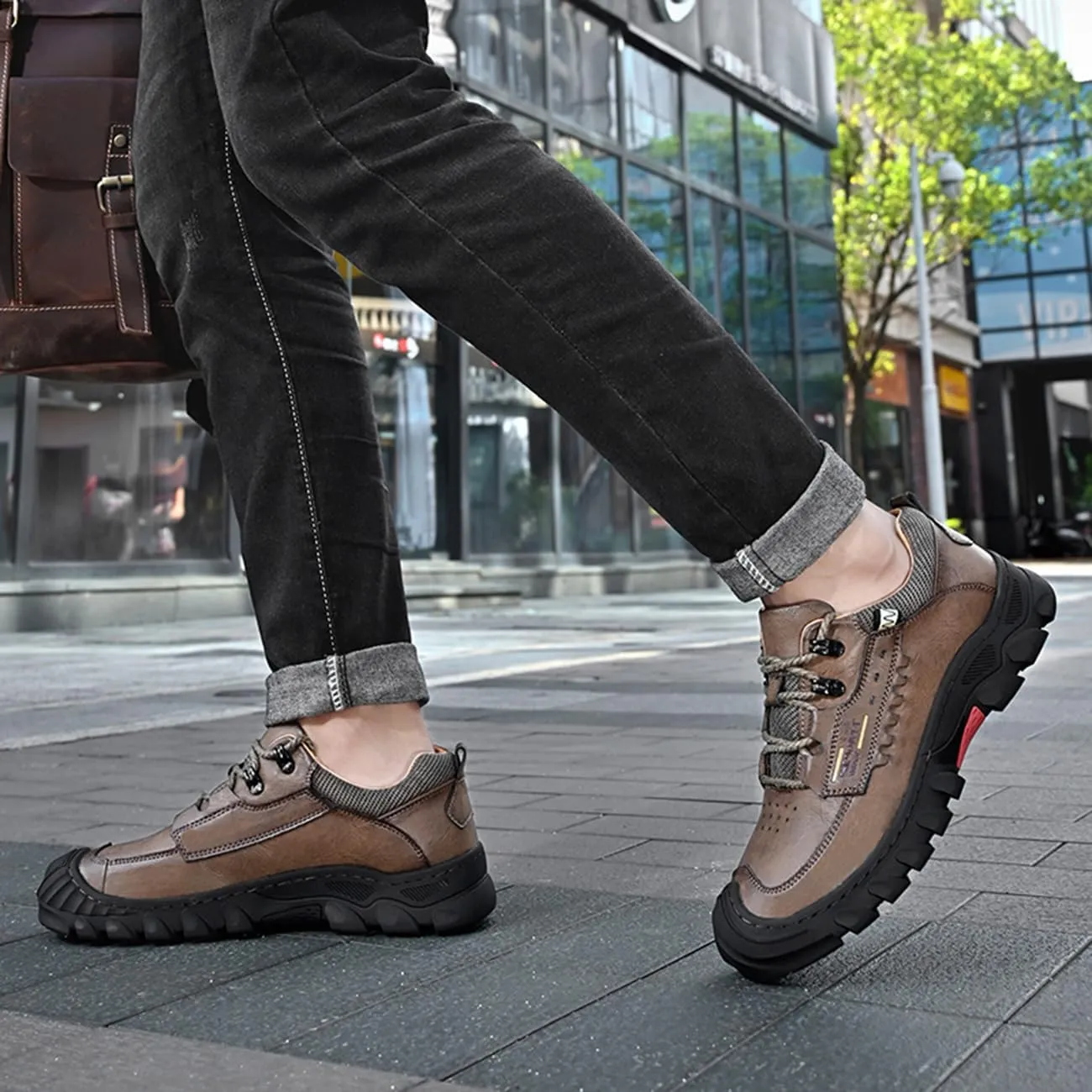 Mens Hiking Shoes Waterproof Breathable Lightweight Leather Hiking Boots Outdoor Training Trekking Shoes