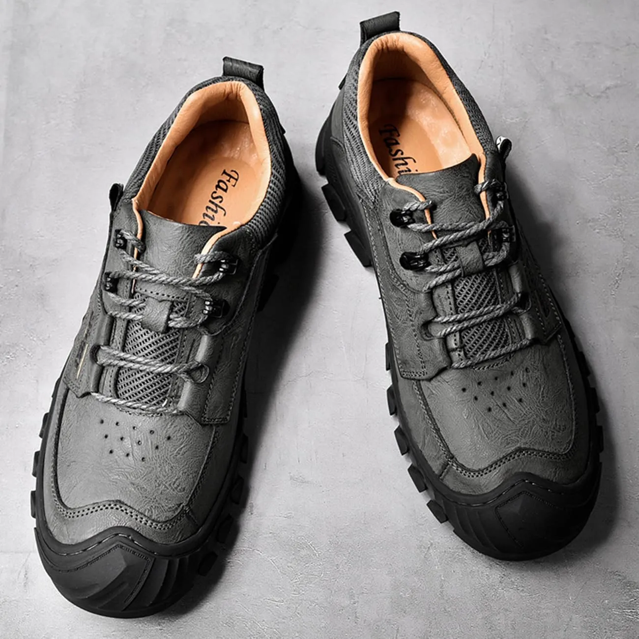 Mens Hiking Shoes Waterproof Breathable Lightweight Leather Hiking Boots Outdoor Training Trekking Shoes