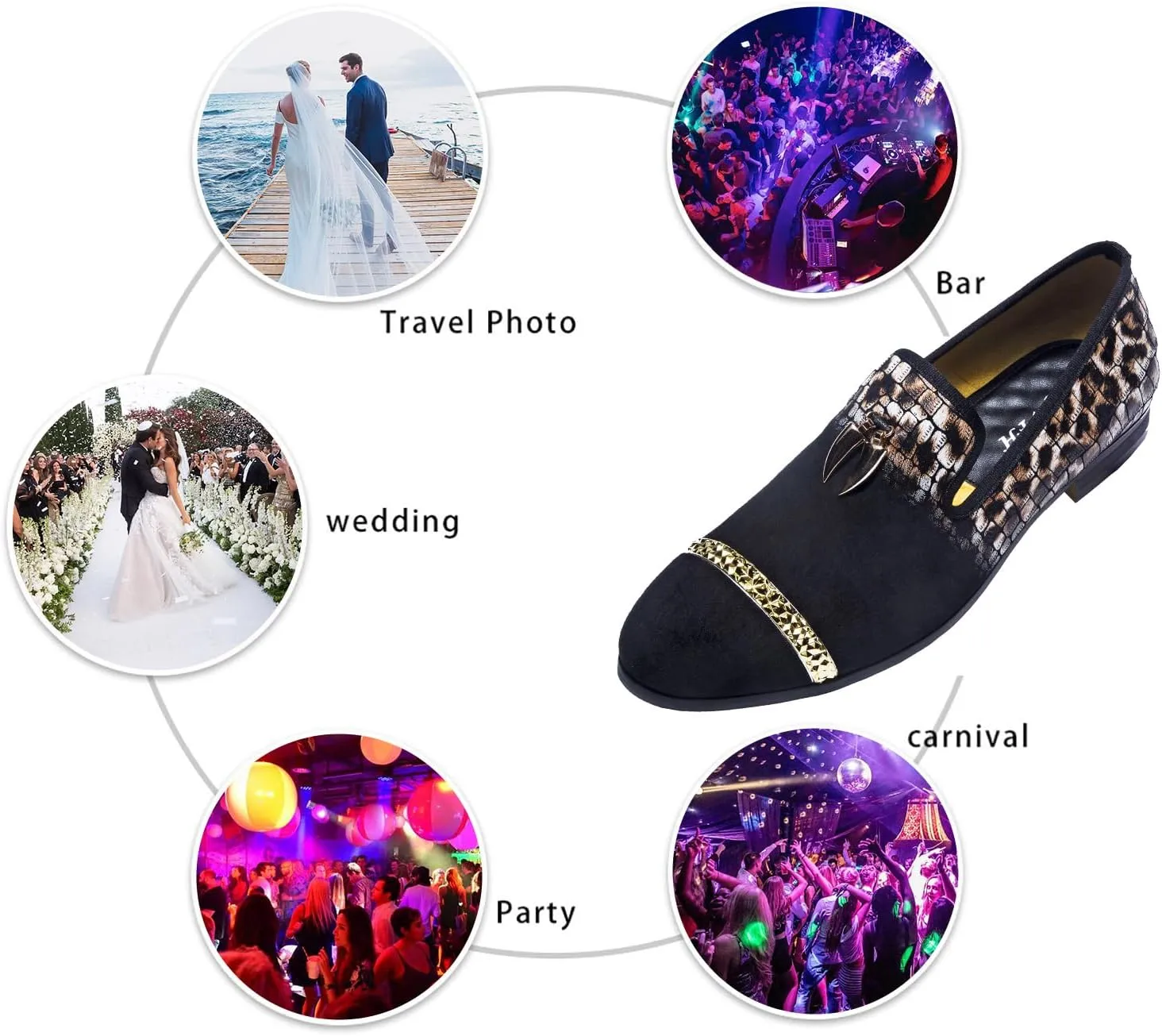 Mens Leopard Loafers Leather Embroidery Spiked Slip on Dress Shoes Slipper Luxury Fashion Penny Prom