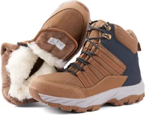 Mens Outdoor Waterproof Hiking Snow Boots, Men Plus Size Waterproof Warm Fleece Lined Non Slip Snow Boots, Lightweight Wide Width Winter Boots, for Work, Walking, Hiking