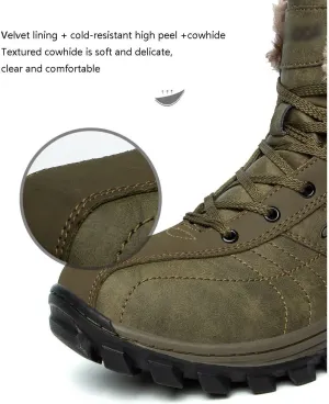 Outdoor Mens Winter Wide Snow Boots, Mens Plus Size High Top Warm Faux Fur Lined Waterproof Snow Shoes, Outdoor Cold Weather Non Slip Lace up Snow Boots, for Work, Walking, Hiking