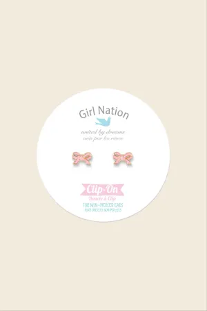 PINK BOW CLIP ONS