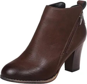 Retro Pointed Toe Ankle Boots Chunky Heels Fashion Women Boots Square and Stacked Heel Pointed Toe Side Zipper