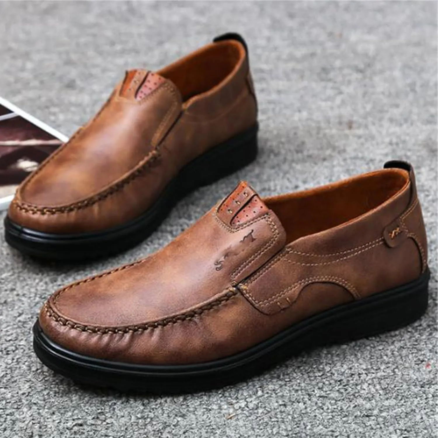 RZDYSQ Men's Loafers Leather Casual Shoes, Mens Slip On Loafer Leather Casual Walking Shoes