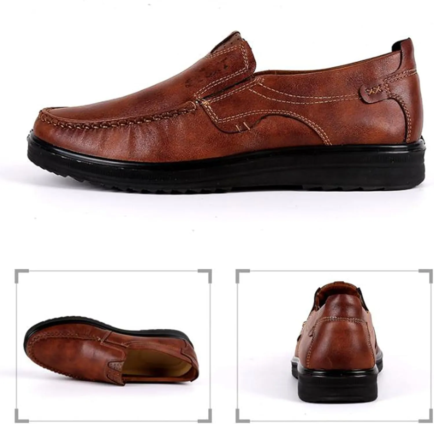 RZDYSQ Men's Loafers Leather Casual Shoes, Mens Slip On Loafer Leather Casual Walking Shoes