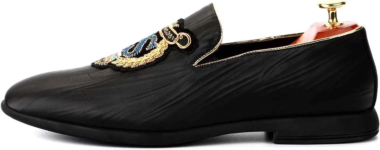 Santimon Mens Slip On Loafers Smoking Slipper Luxury Embroidery Moccasins Casual Formal Business Shoes