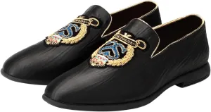 Santimon Mens Slip On Loafers Smoking Slipper Luxury Embroidery Moccasins Casual Formal Business Shoes