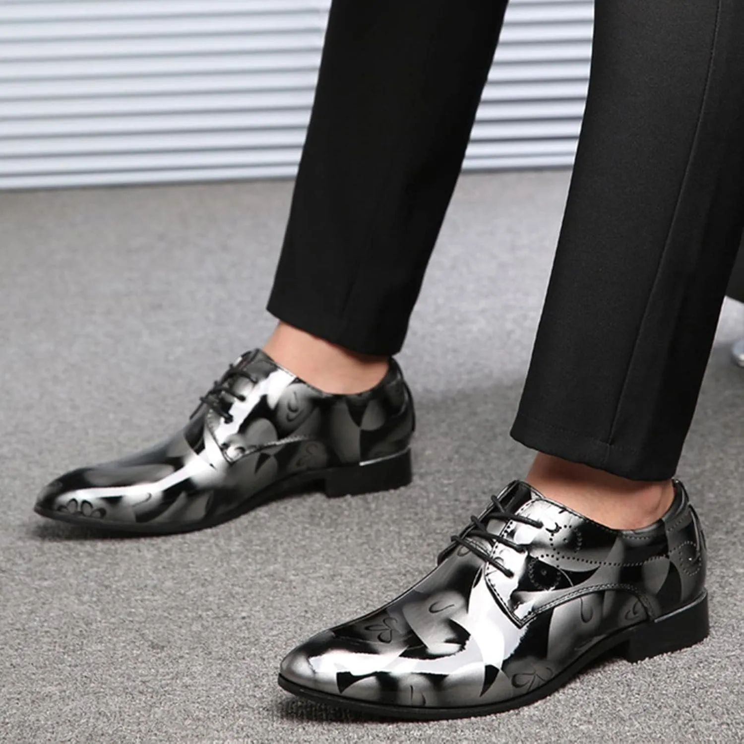 Slip on Leather Shoes for Men Classical Style Shoes for Men Slip On PU Leather Leather High Top Shoes for (Grey, 8.5)