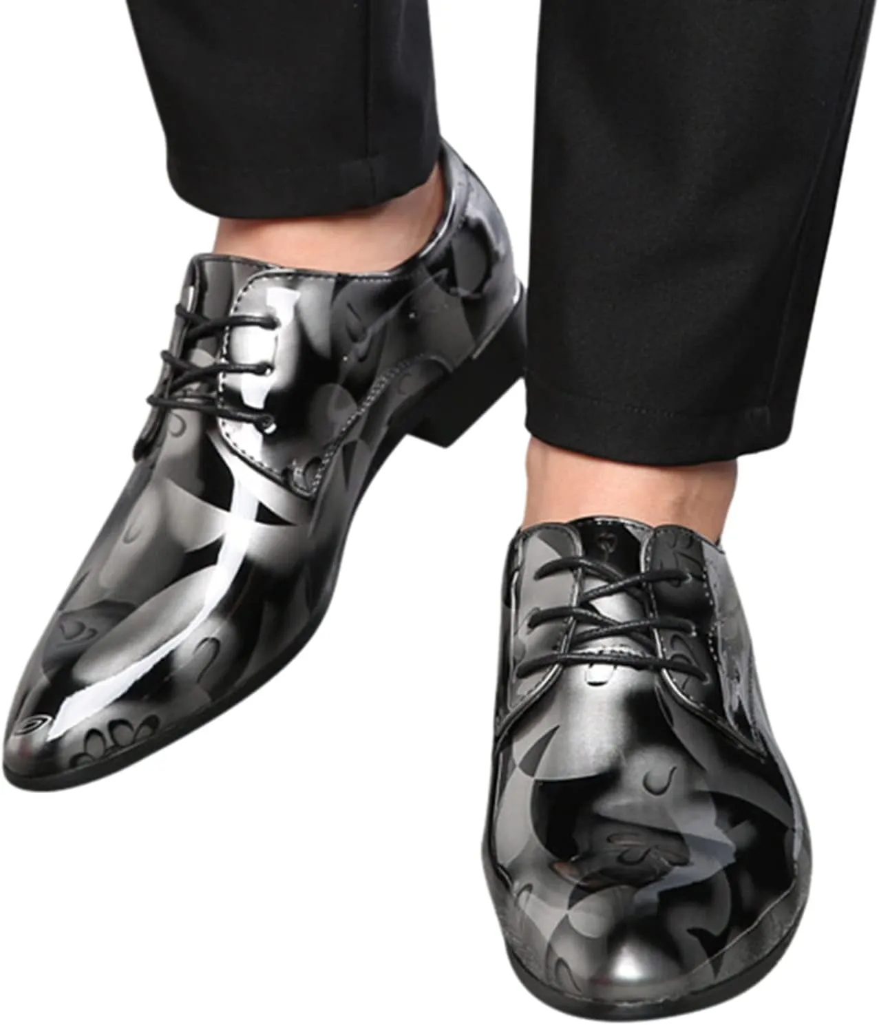 Slip on Leather Shoes for Men Classical Style Shoes for Men Slip On PU Leather Leather High Top Shoes for (Grey, 8.5)