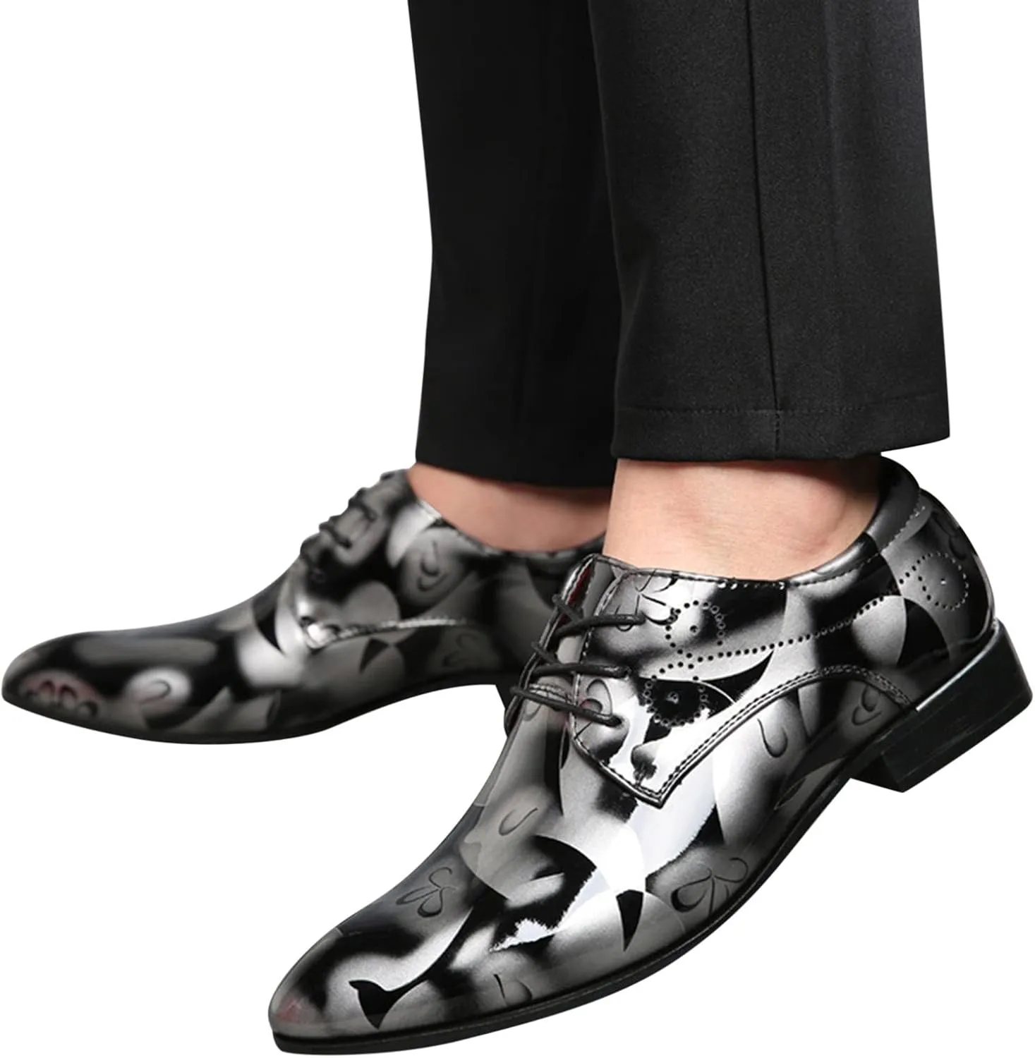 Slip on Leather Shoes for Men Classical Style Shoes for Men Slip On PU Leather Leather High Top Shoes for (Grey, 8.5)