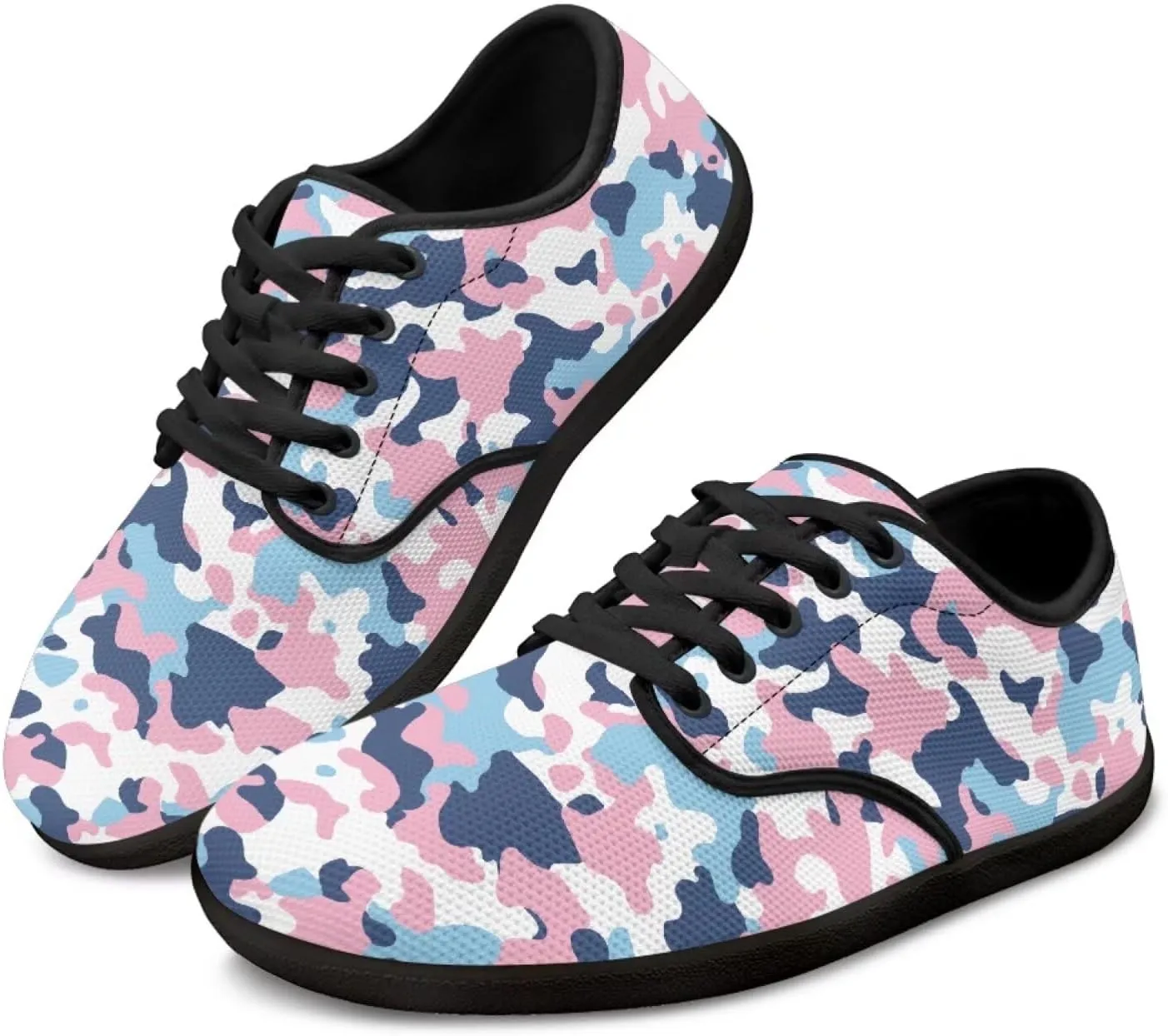 Sneakers for Women Minimalist Barefoot Shoes Low Top Casual Lace Up Walking Shoes Fashion Sneakers Anti Slip Road Running Athletic Footwear