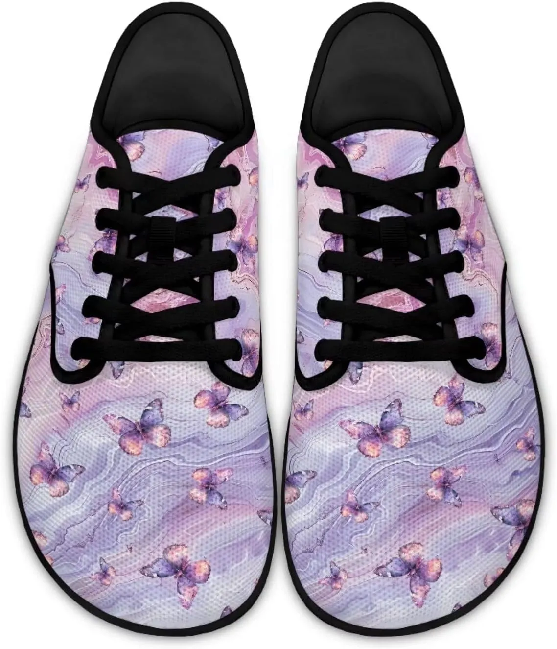Sneakers for Women Minimalist Barefoot Shoes Low Top Casual Lace Up Walking Shoes Fashion Sneakers Anti Slip Road Running Athletic Footwear