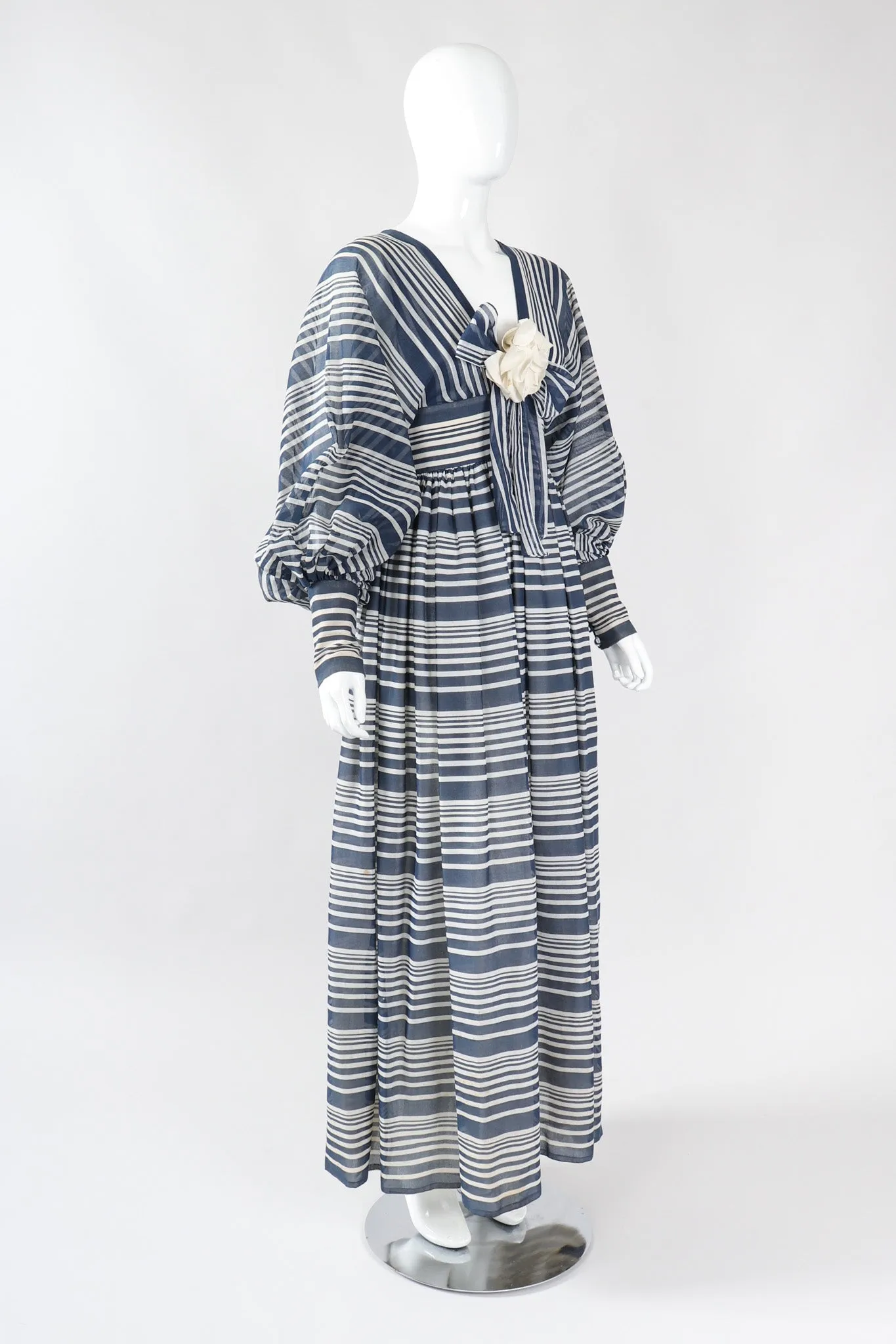 Striped Balloon Sleeve Dress