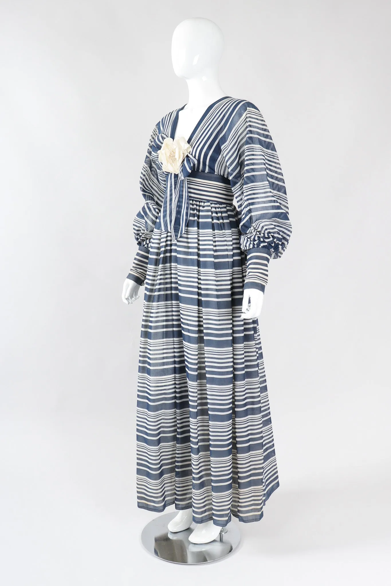 Striped Balloon Sleeve Dress