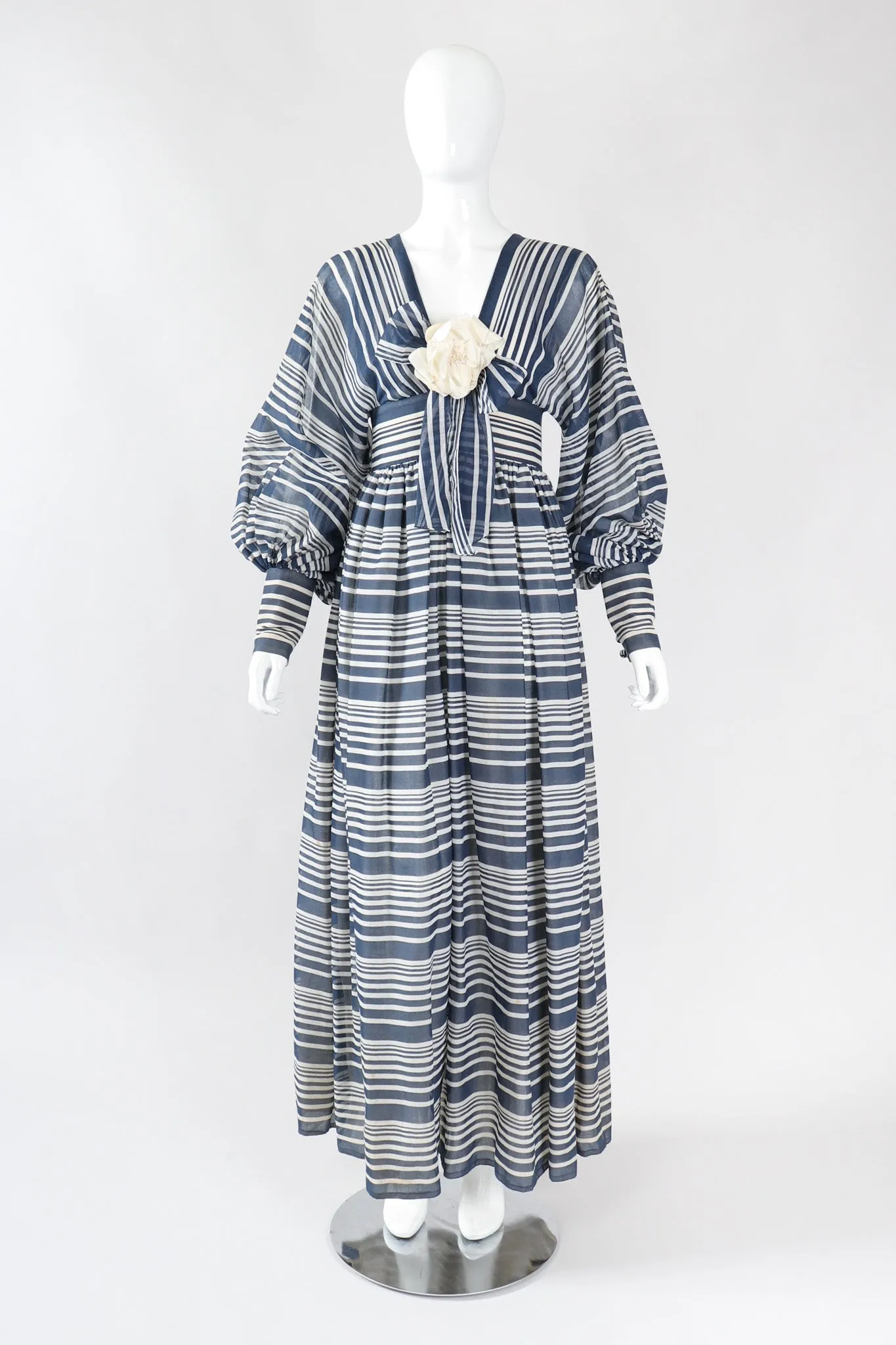 Striped Balloon Sleeve Dress