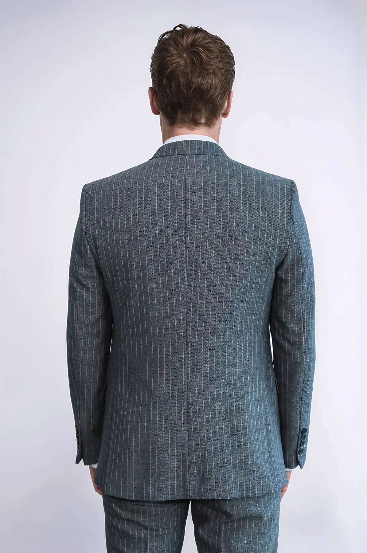 Striped Slim Fit Antracite Men Suit - Wessi