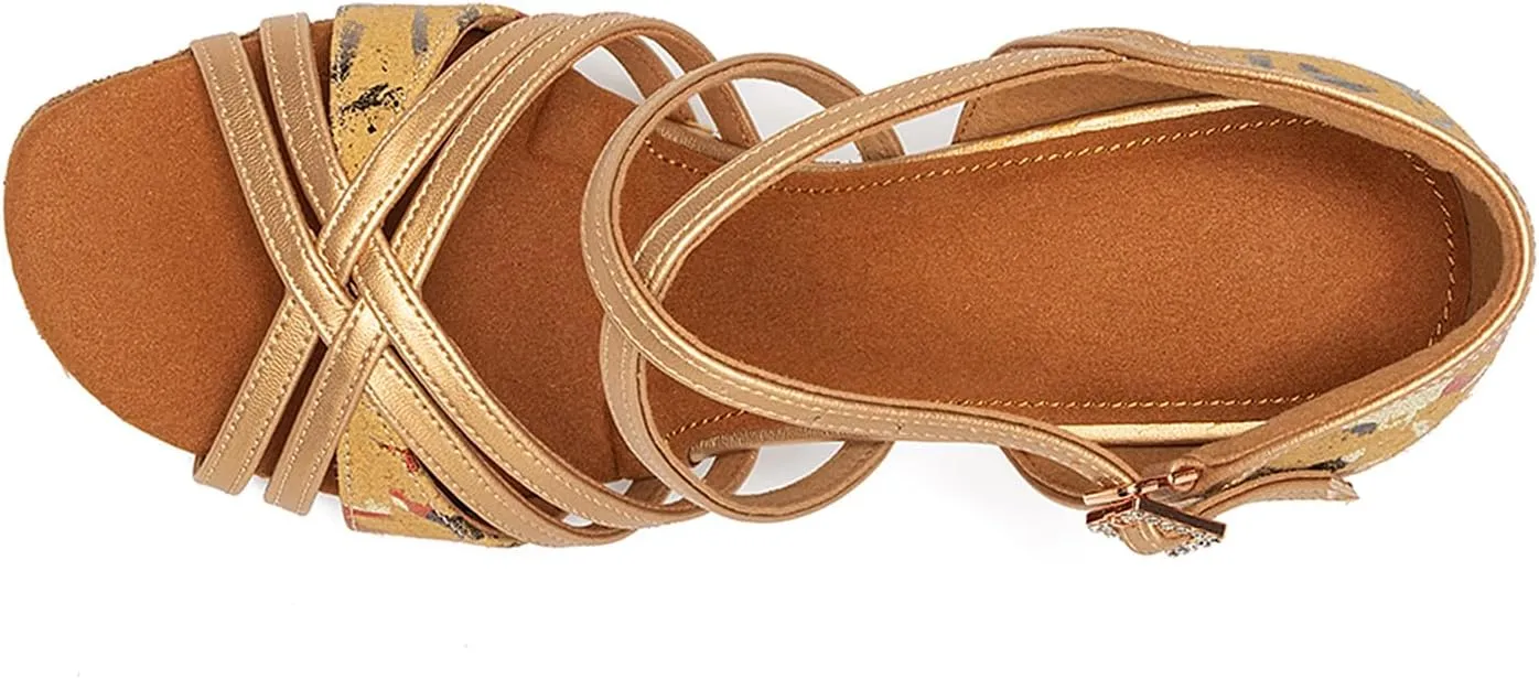 SWDZM Womens Latin Dance Shoes Open Toe Ballroom Salsa Performance Practice Dance Shoes