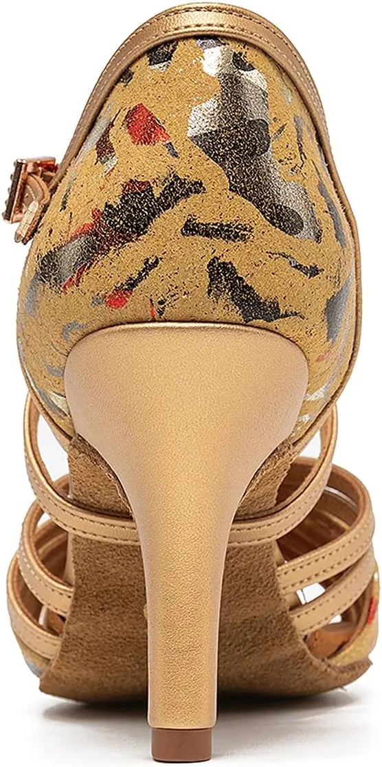 SWDZM Womens Latin Dance Shoes Open Toe Ballroom Salsa Performance Practice Dance Shoes