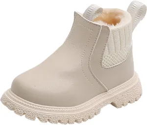 Toddler Unisex Winter Boots Little Boys Girls Fleece Lined Outdoor Snow Shoes Side Zipper Ankle Boots School Shoes