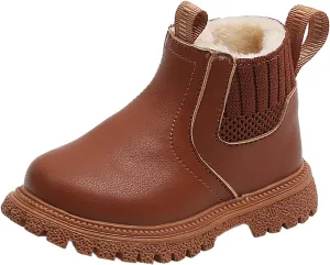 Toddler Unisex Winter Boots Little Boys Girls Fleece Lined Outdoor Snow Shoes Side Zipper Ankle Boots School Shoes