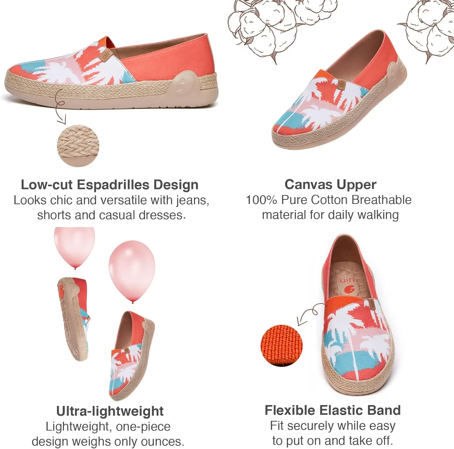 UIN Women's Espadrilles Slip Ons Knitted Lightweight Walking Casual Loafers Comfortable Art Painted Travel Shoes Marbella II