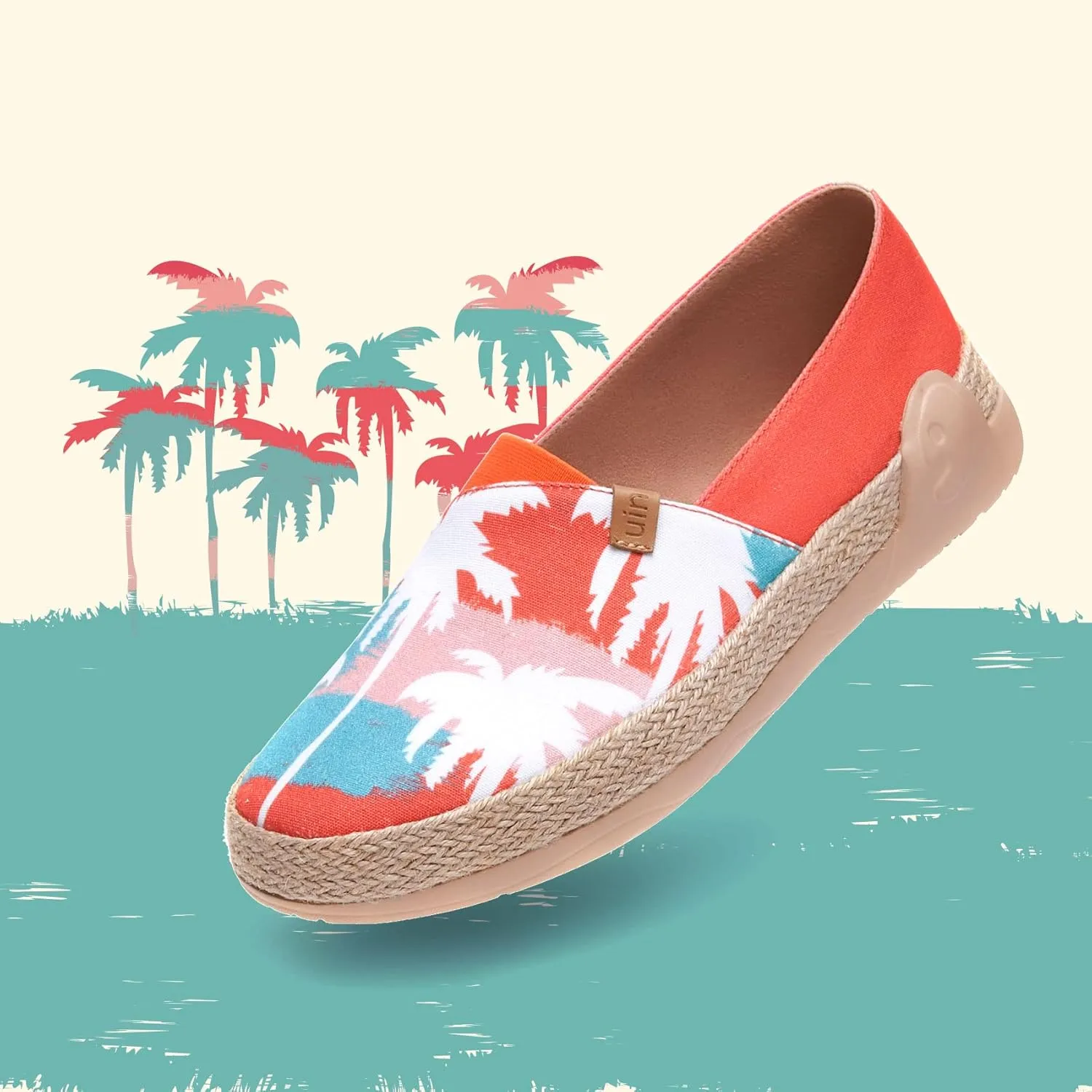 UIN Women's Espadrilles Slip Ons Knitted Lightweight Walking Casual Loafers Comfortable Art Painted Travel Shoes Marbella II