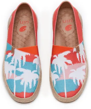 UIN Women's Espadrilles Slip Ons Knitted Lightweight Walking Casual Loafers Comfortable Art Painted Travel Shoes Marbella II