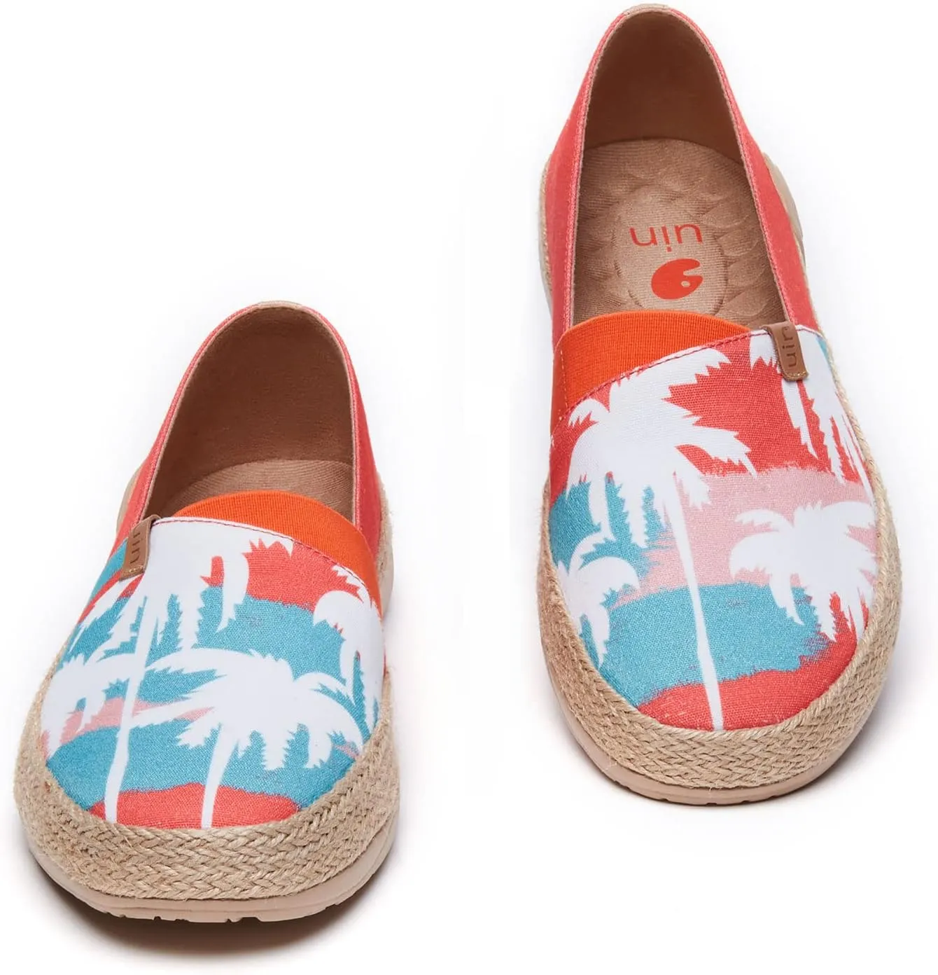 UIN Women's Espadrilles Slip Ons Knitted Lightweight Walking Casual Loafers Comfortable Art Painted Travel Shoes Marbella II