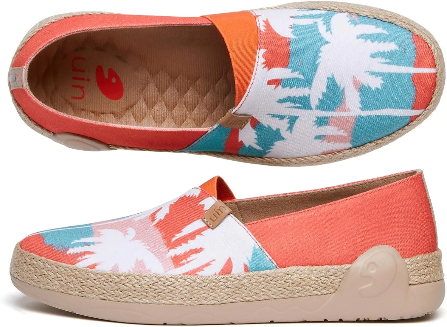 UIN Women's Espadrilles Slip Ons Knitted Lightweight Walking Casual Loafers Comfortable Art Painted Travel Shoes Marbella II