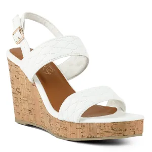 White Quilted High Wedge Heel Sandals White Quilted High Wedge Heel Sandals