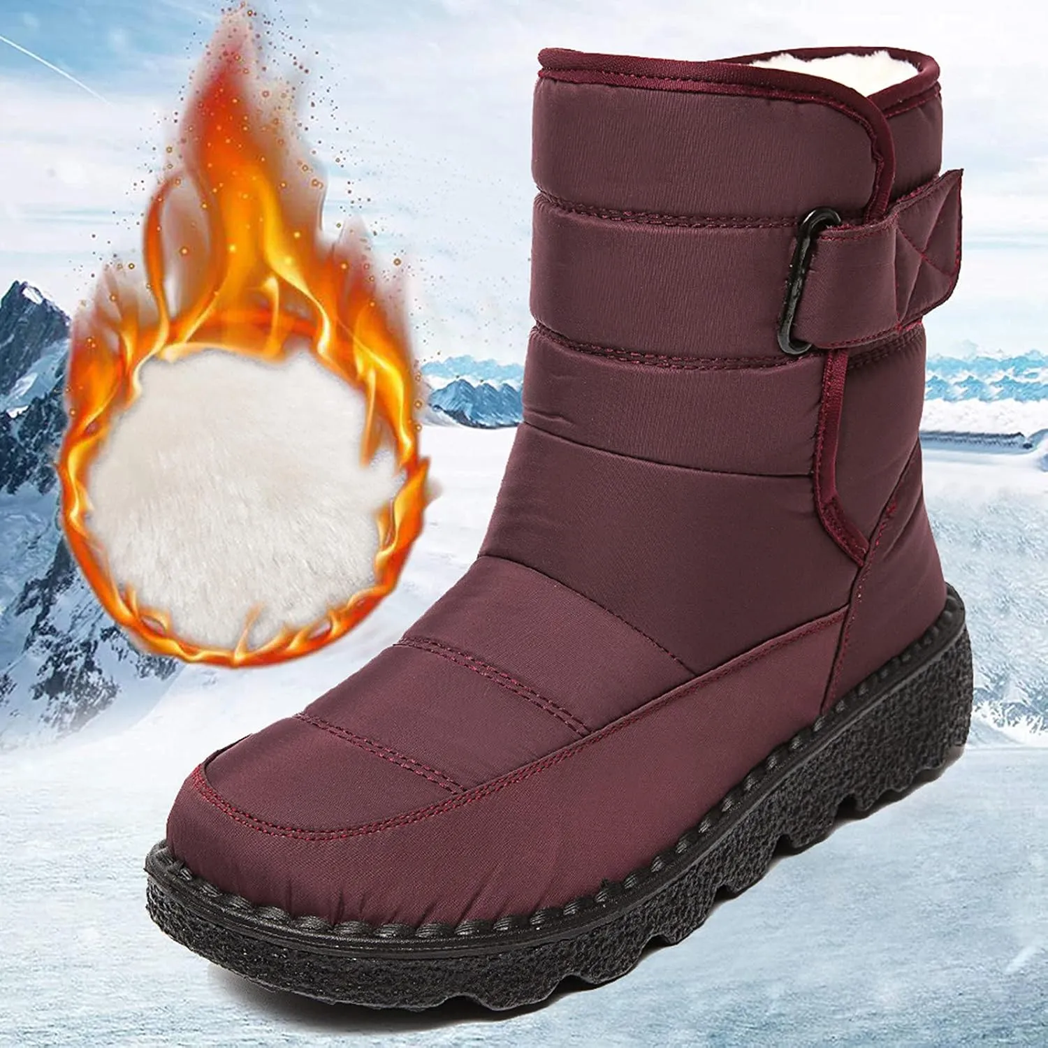 Winter Boots for Women Waterproof Snow Wide Calf Womens Winter Duck Boots Waterproof Insulated Snow Boots Womens Waterproof Outdoor Boots Women 9.5 Snow Boots Wide Feet