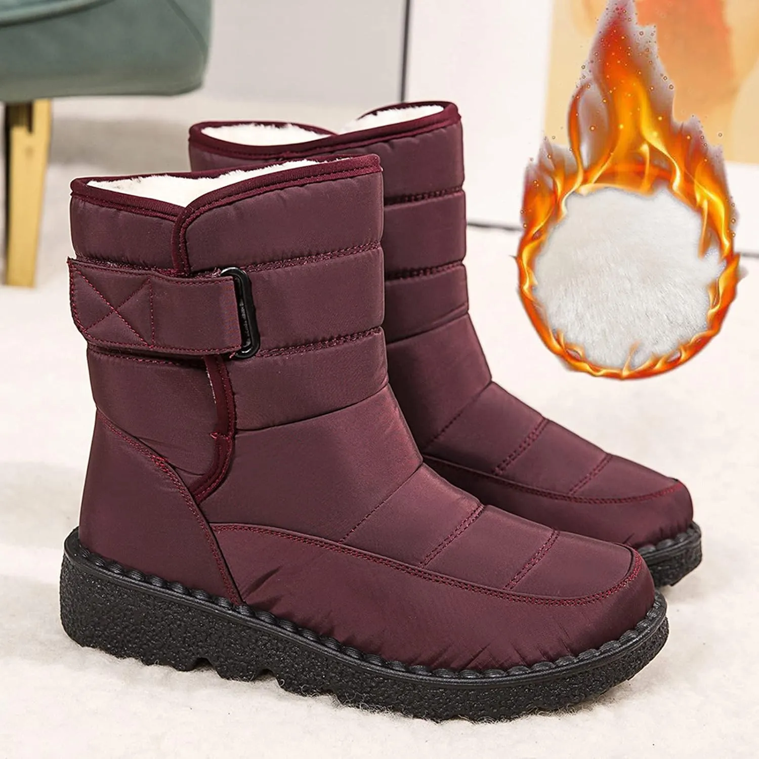 Winter Boots for Women Waterproof Snow Wide Calf Womens Winter Duck Boots Waterproof Insulated Snow Boots Womens Waterproof Outdoor Boots Women 9.5 Snow Boots Wide Feet