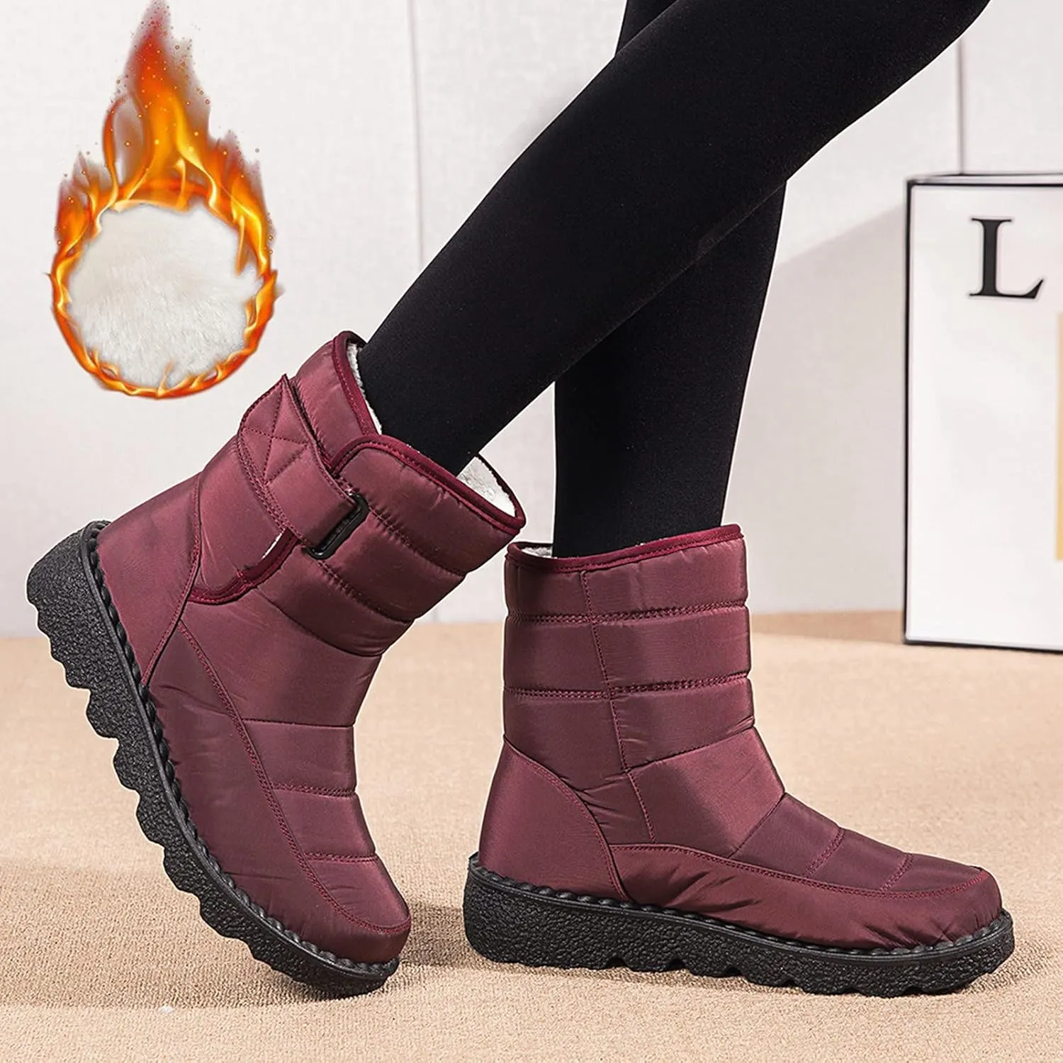 Winter Boots for Women Waterproof Snow Wide Calf Womens Winter Duck Boots Waterproof Insulated Snow Boots Womens Waterproof Outdoor Boots Women 9.5 Snow Boots Wide Feet