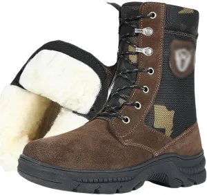 Winter Snow Boots for Men, Men Outdoor Waterproof Anti Slip Warm Fleece Lined Tall Snow Boots, Durable Lace up Hiking Walking Shoes, for Hiking Motorcycle Climbing