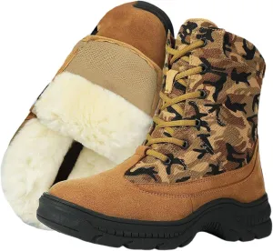 Winter Snow Boots for Men, Men Outdoor Waterproof Anti Slip Warm Fleece Lined Tall Snow Boots, Durable Lace up Hiking Walking Shoes, for Hiking Motorcycle Climbing