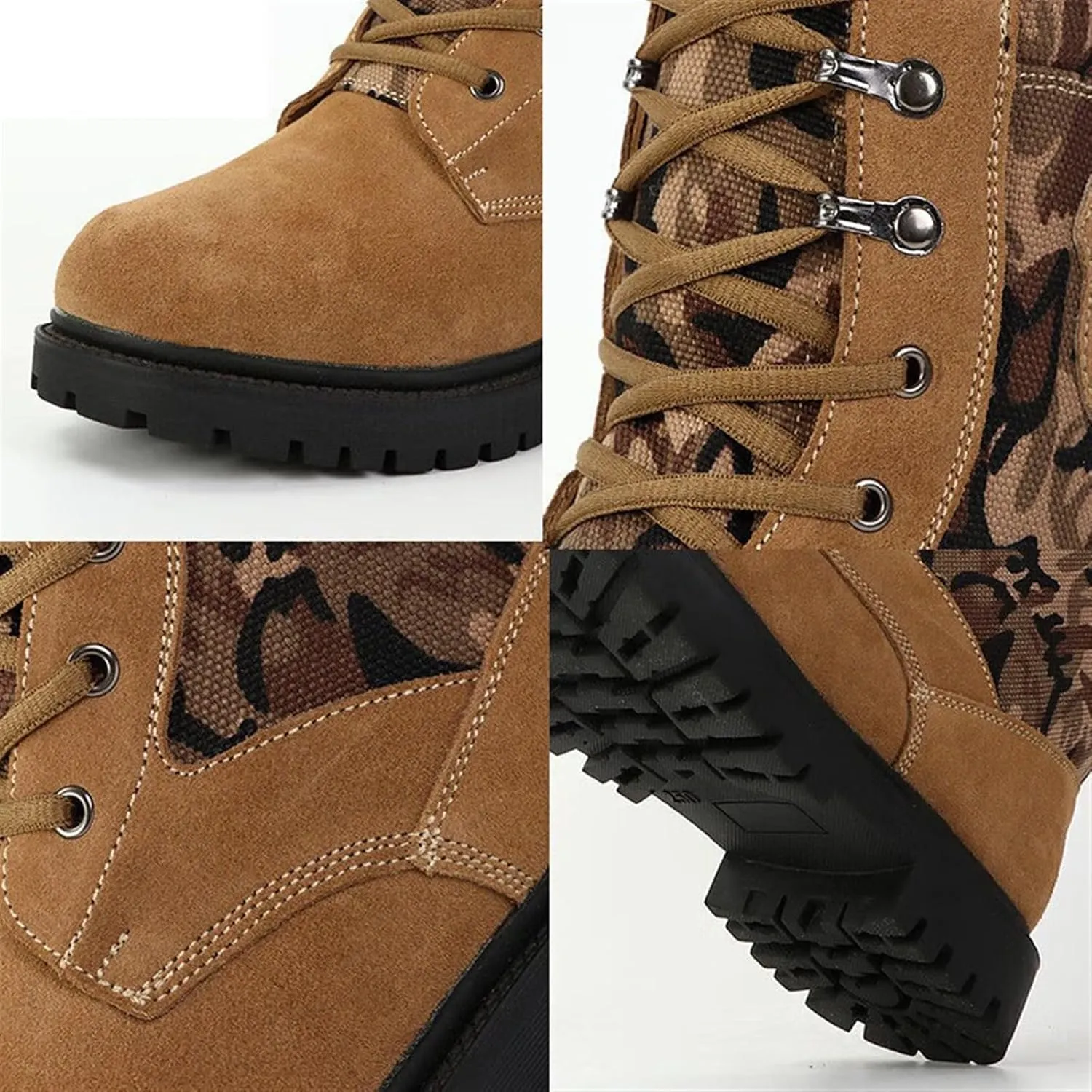 Winter Snow Boots for Men, Men Outdoor Waterproof Anti Slip Warm Fleece Lined Tall Snow Boots, Durable Lace up Hiking Walking Shoes, for Hiking Motorcycle Climbing