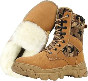 Winter Snow Boots for Men, Men Outdoor Waterproof Anti Slip Warm Fleece Lined Tall Snow Boots, Durable Lace up Hiking Walking Shoes, for Hiking Motorcycle Climbing