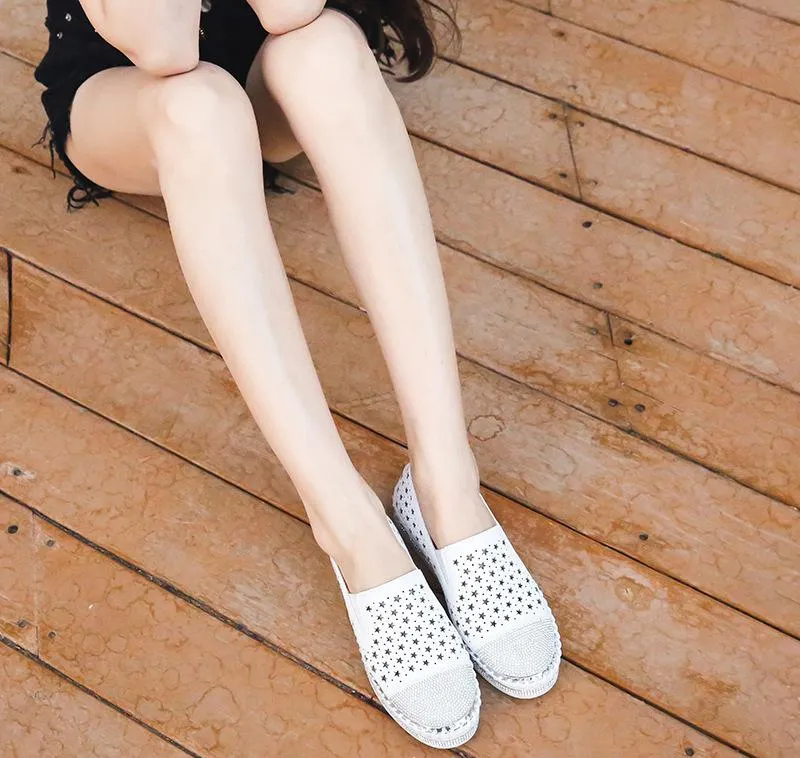 Women Crystal Studs Handmade Knitting Espadrilles Platform Shoes