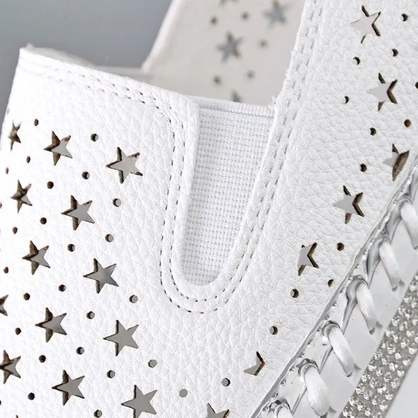 Women Crystal Studs Handmade Knitting Espadrilles Platform Shoes