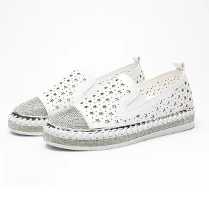 Women Crystal Studs Handmade Knitting Espadrilles Platform Shoes