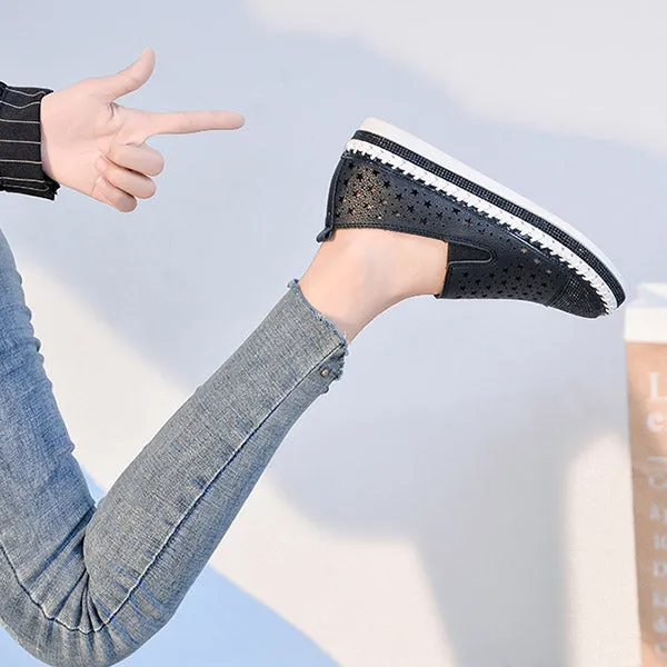 Women Crystal Studs Handmade Knitting Espadrilles Platform Shoes