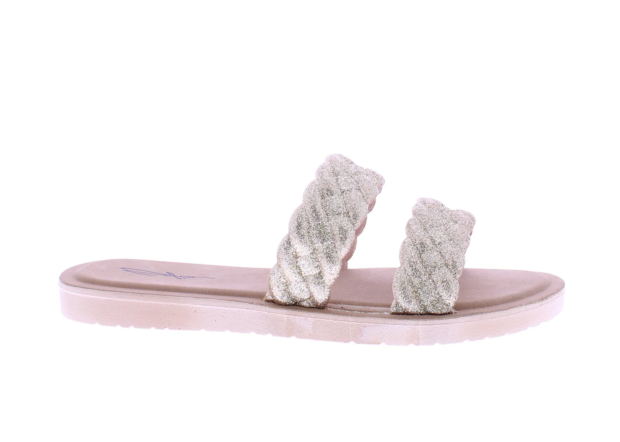 Women Double Braided Band Glitter Slip On