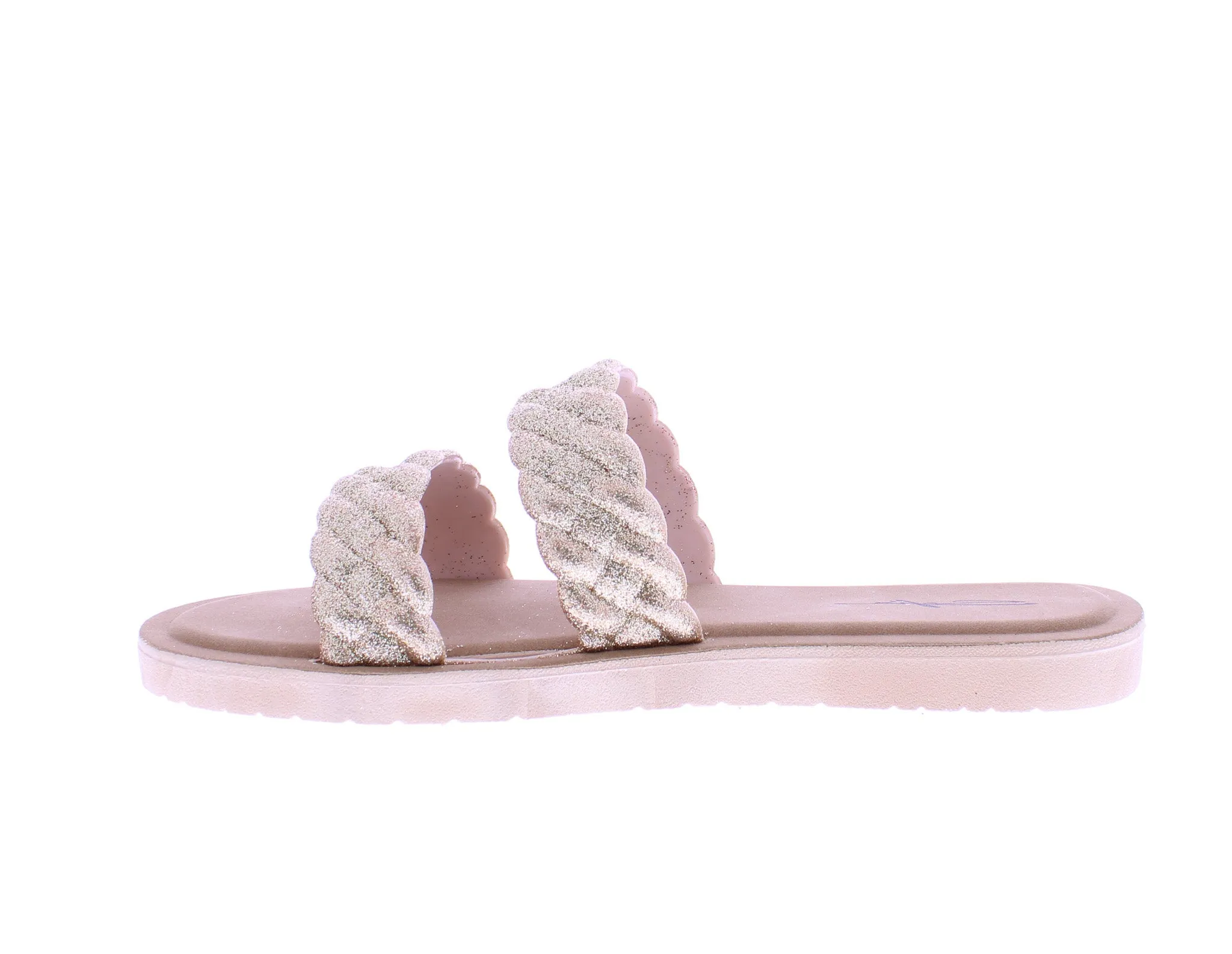 Women Double Braided Band Glitter Slip On