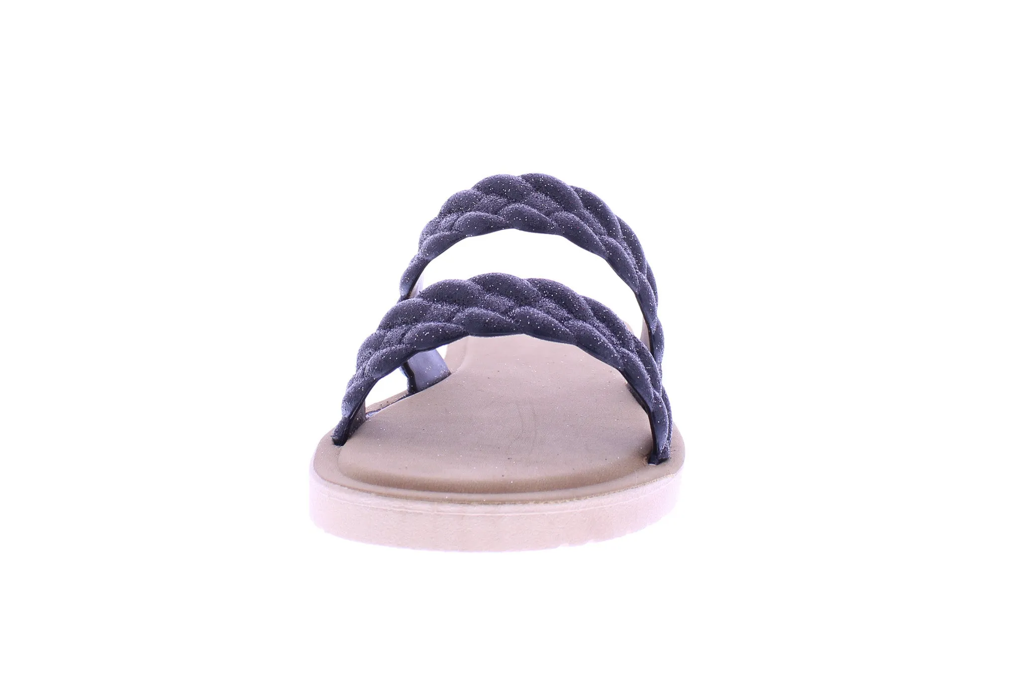 Women Double Braided Band Glitter Slip On
