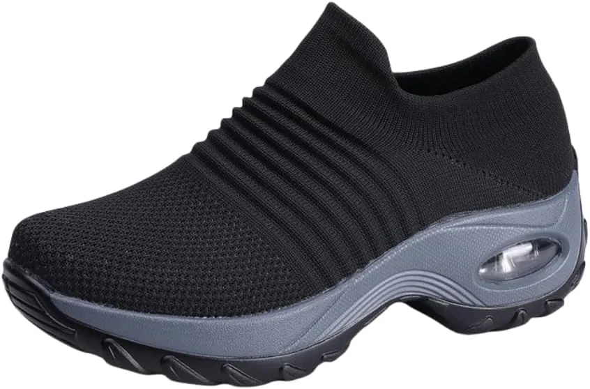 Women's Fashion Sneakers Lightweight Knit Slip on Shoes Breathable Running Shoes