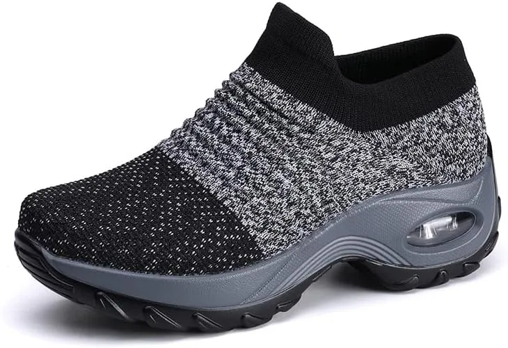 Women's Fashion Sneakers Lightweight Knit Slip on Shoes Breathable Running Shoes