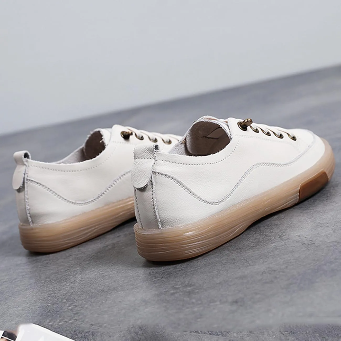 Women's Leather Sneakers Oxford Shoes Non Slip Breathable Leather Shoes for Business Casual Work